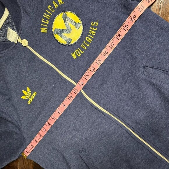 Adidas Michigan Wolverines Classic Striped Sleeve Zip Up Sweatshirt Large - Picture 8 of 10